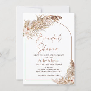 Invitación Rosas Pampas Hierba Arco Terracota Boho Floral