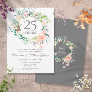 Invitación Rosas para Aniversario de Bodas de Plata número 25