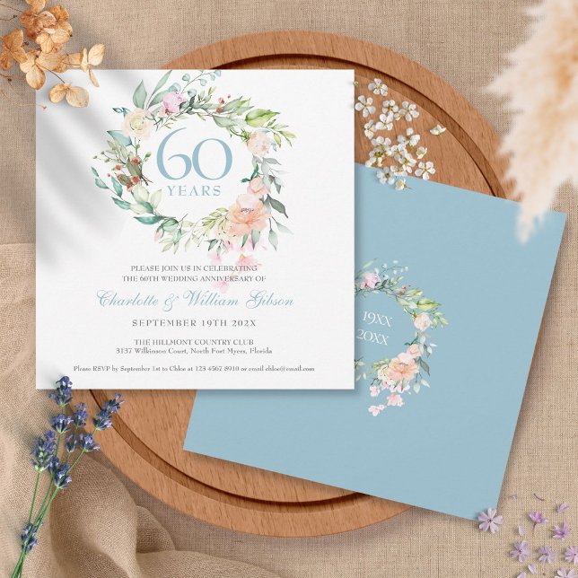 Invitación Rosas para Aniversario de Diamante 60 / 75 años co (Subido por el creador)