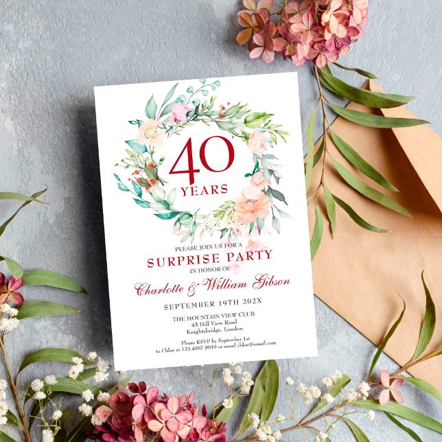 Invitación Rosas para guirnalda de fiesta sorpresa 40 anivers (Subido por el creador)
