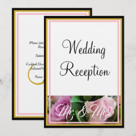 Invitación Rosas pastel rosadas Monograma Sr. y Sra.