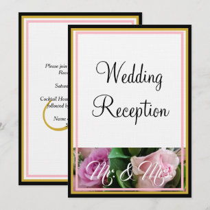 Invitación Rosas pastel rosadas Monograma Sr. y Sra.