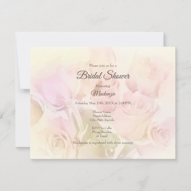 Invitación Rosas Pastel Suave (Anverso)