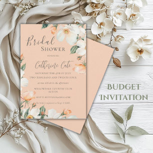 Invitación Rosas Peach Floral Watercolor Bridal Shower
