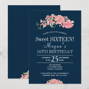 Invitación Rosas peonías rosa marina blush chic florales dulc