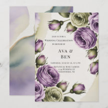 Rosas pintadas de púrpura y verde salvia Boda