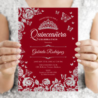 Rosas plateadas rojas Mariposas Quinceañera