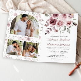 Invitación Rosas Polvorientas de Color Rosa Todo en un Código
