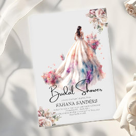 Invitación Rosas polvorientos Boda floral Vestido ducha de no