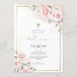 Invitación Rosas polvorientos de PixDezines, bautismo de acua