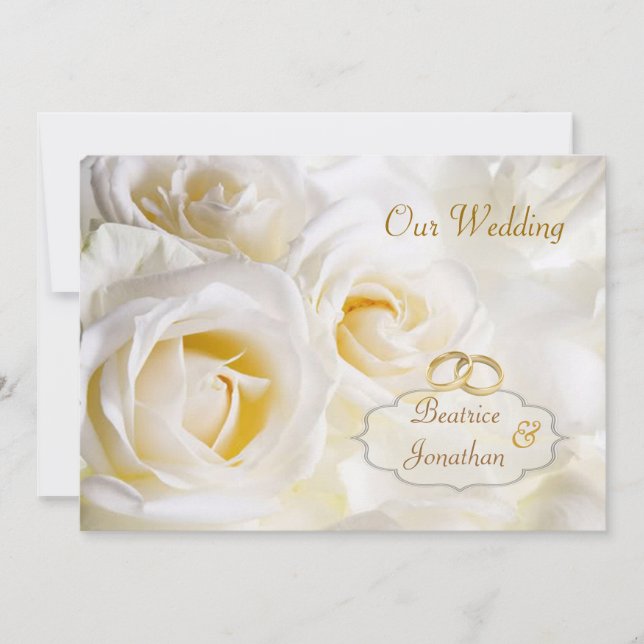 Invitación Rosas poner crema blancos magníficos que casan la (Anverso)