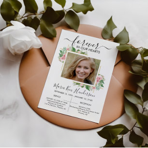 Invitación Rosas por siempre en el funeral de nuestro corazón