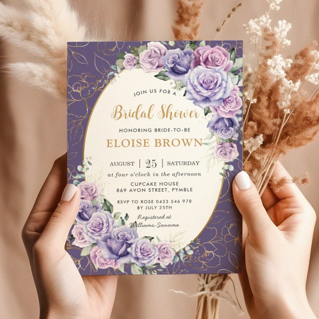 Invitación Rosas Purple Lilac Lavender Floral Bridal Shower (Subido por el creador)