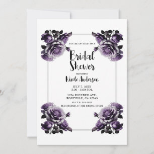 Invitación Rosas púrpura ciruela delicadas ducha destartalada