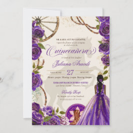 Invitación Rosas púrpura Rancho Occidental Charro Quinceanera