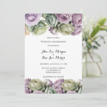 Rosas púrpura y verde salvia pintadas boda