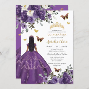 Invitación Rosas púrpuras de la princesa Quinceañera vestidos