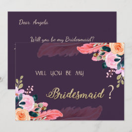 Invitación Rosas púrpuras pluma Chic Elegante