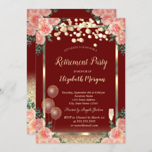 Invitación Rosas Purpurinas de globos de vidrio retirados de 