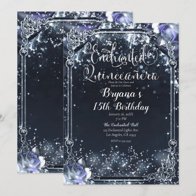 Invitación Rosas Quinceañera (Anverso / Reverso)