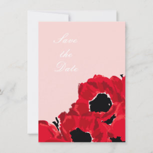 Invitación Rosas rojas abstractas y amapolas para guardar la