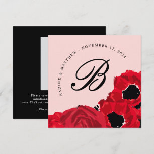 Invitación Rosas rojas abstractas y amapolas Save the Date