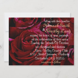 Invitación rosas rojas alrededor de la invasión boda