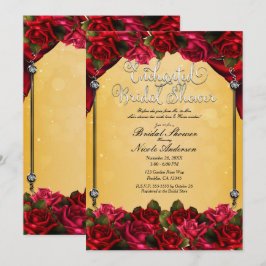 Invitación Rosas rojas amarillas y doradas para la lluvia de