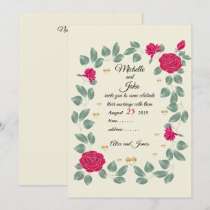 Invitación Rosas rojas boda ramo, ducha de novia