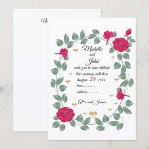 Invitación Rosas rojas boda ramo, ducha de novia