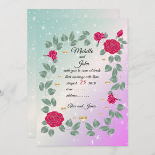 Invitación Rosas rojas boda ramo, ducha de novia