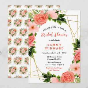 Invitación Rosas rojas coral con follaje