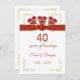 Invitación rosas rojas, corazones 40 años Boda (Anverso / Reverso)