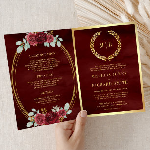 Invitación Rosas Rojas de Borgoña Todo en un Código QR Boda