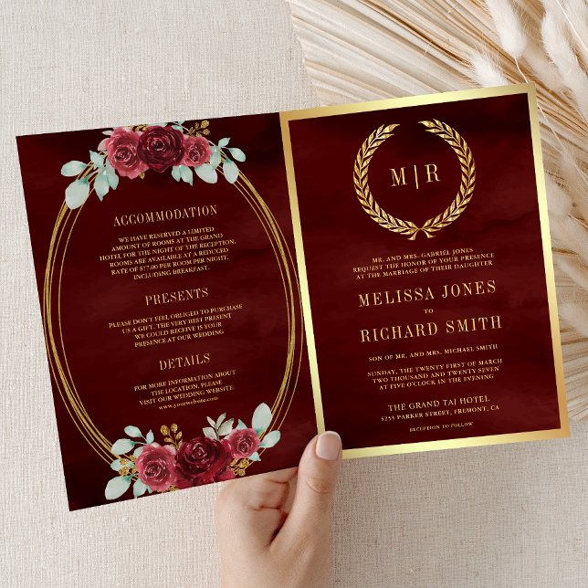 Invitación Rosas Rojas de Borgoña Todo en un Código QR de Bod (Subido por el creador)