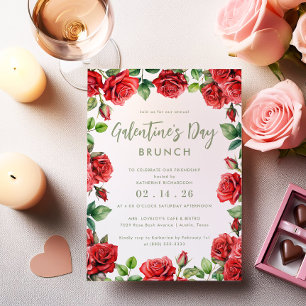 Invitación Rosas rojas de brunch de brunch del día de las gal