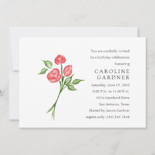 Invitación Rosas rojas de cumpleaños