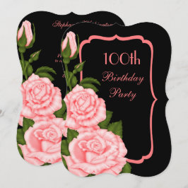 Invitación Rosas rojas de la esquina de la moda 100 cumpleaño