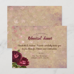 Invitación Rosas rojas elegantes con hojas que caen