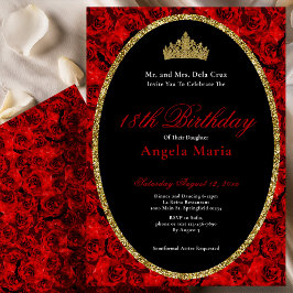 Invitación Rosas Rojas Elegantes Debut Cumpleaños 18