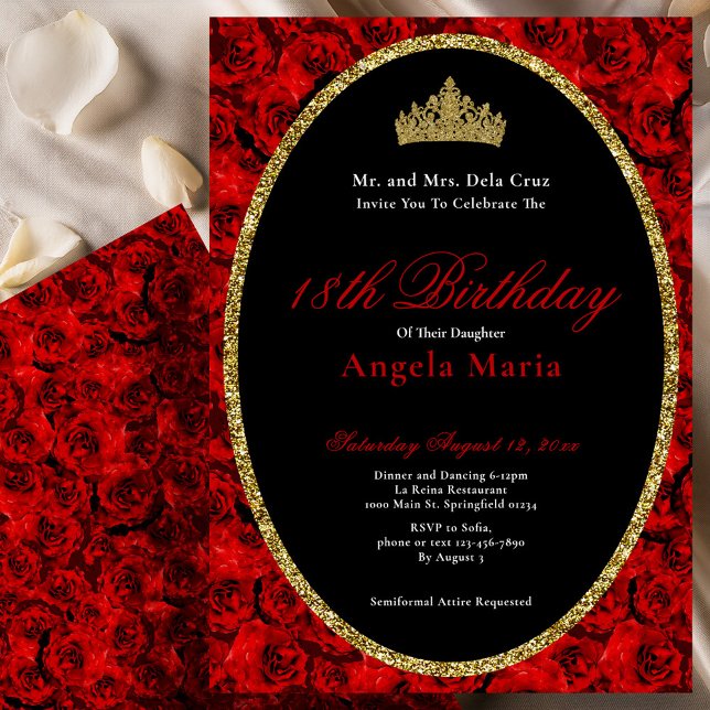 Invitación Rosas Rojas Elegantes Debut Cumpleaños 18 (Subido por el creador)