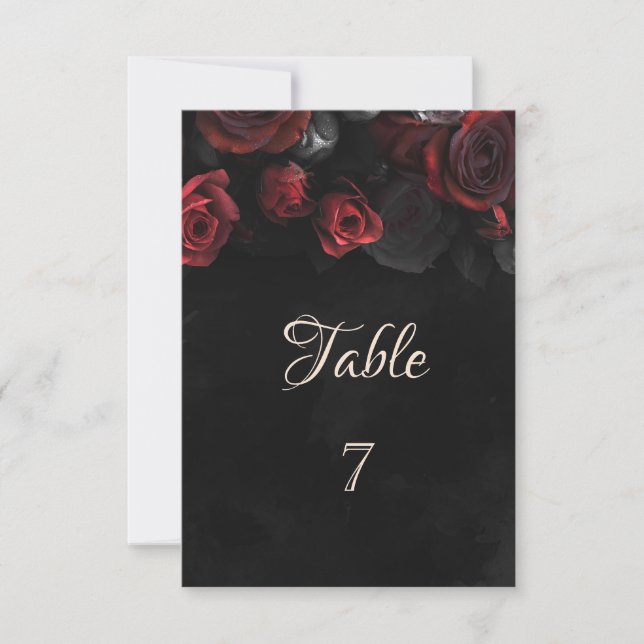 Invitación Rosas Rojas Elegantes Góticas (Anverso)