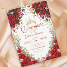 Rosas Rojas Elegantes Mariposas Doradas Quinceañer
