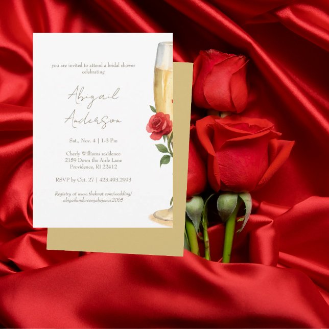 Invitación Rosas rojas en la ducha de novias de Champagne (Subido por el creador)