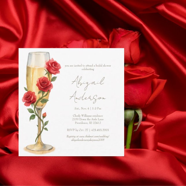 Invitación Rosas rojas en la Plaza de Champagne ducha de novi (Subido por el creador)