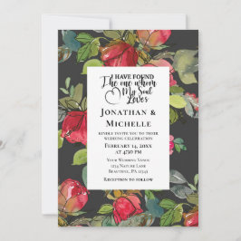 Invitación Rosas rojas en negro elegante Boda cristiano
