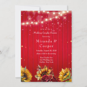 Invitación Rosas rojas girasoles luces de boda parejas ducha