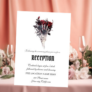 Invitación Rosas Rojas Góticas Esqueleto