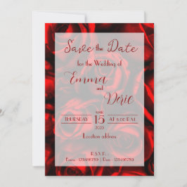 Invitación Rosas Rojas Modernas con Textos Rojos Guarden la F