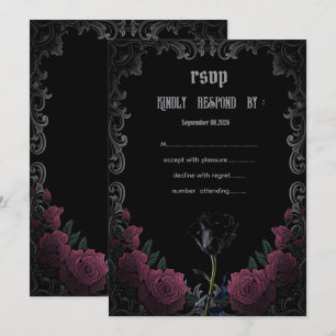 Invitación Rosas rojas negras góticas RSVP